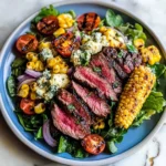 Balsamic Steak Gorgonzola Salad with Grilled Corn