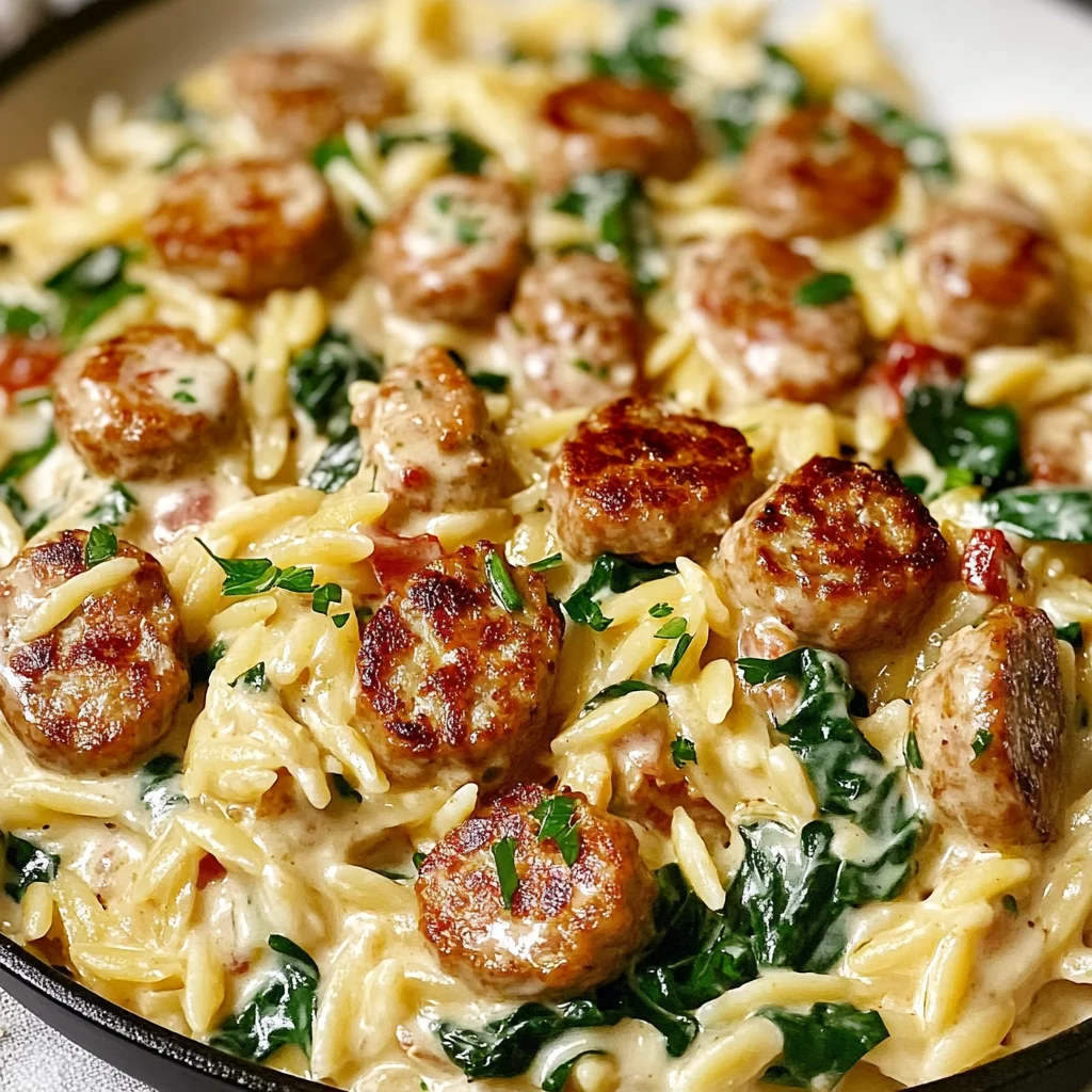 Creamy Chicken Sausage Orzo : A One-Pan Meal