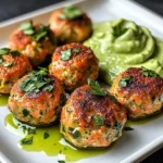 Baked Salmon Meatballs with Avocado Sauce