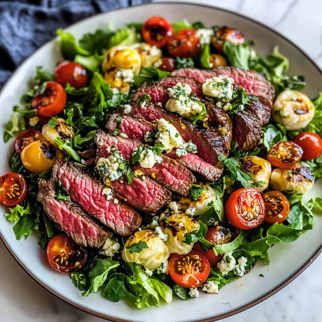 Balsamic Steak Gorgonzola Salad with Grilled Corn