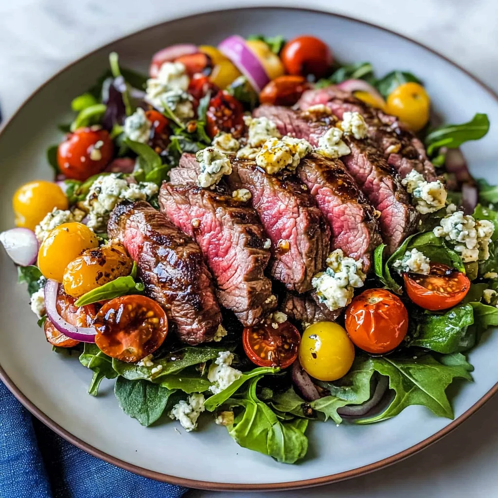 Balsamic Steak Gorgonzola Salad with Grilled Corn