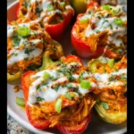 Buffalo Chicken Stuffed Peppers - Dairy Free & Low Carb