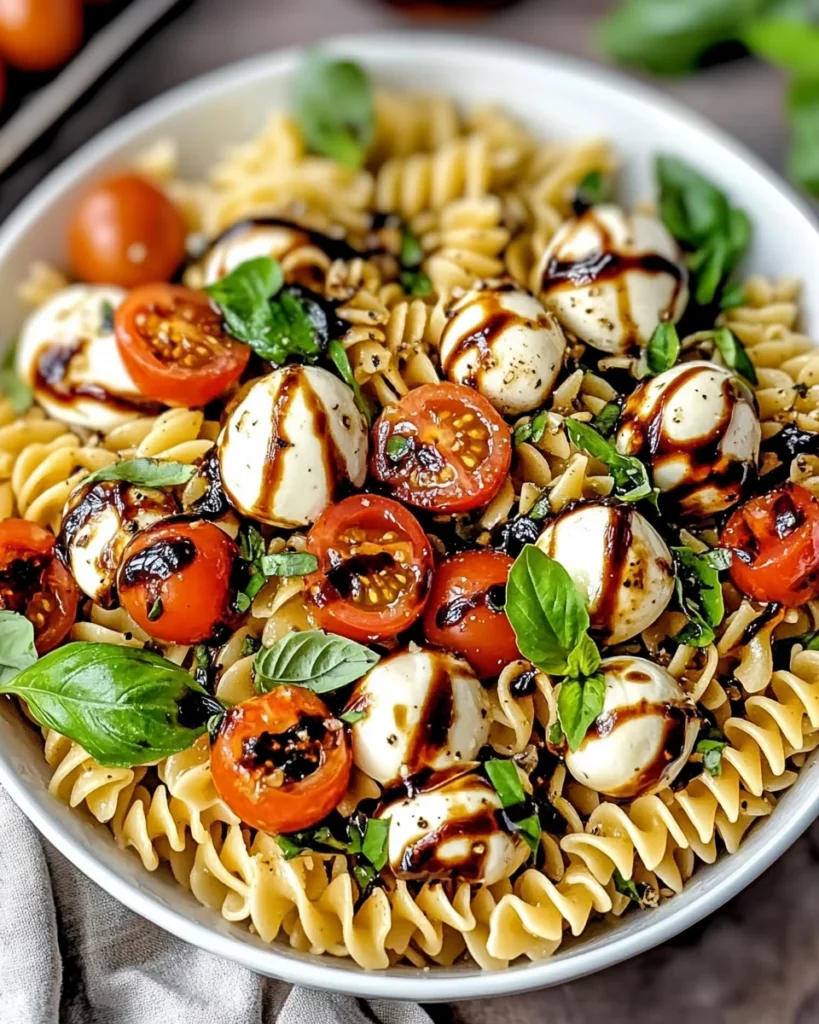 Caprese Pasta Salad with Balsamic Glaze (20-Minutes)