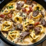 Cheesesteak Tortellini in Creamy Provolone Sauce