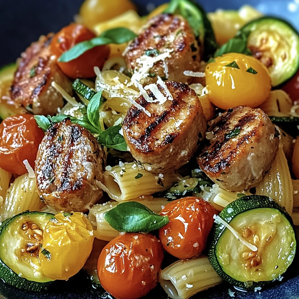 Chicken Sausages with Zucchini, Tomatoes, and Pasta Recipe