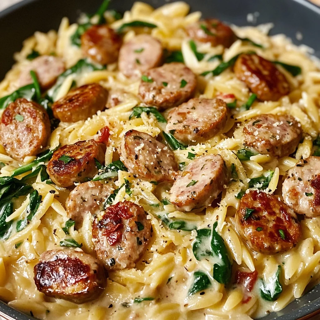 Creamy Chicken Sausage Orzo : A One-Pan Meal