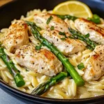 Creamy Parmesan Orzo with Chicken and Asparagus Recipe