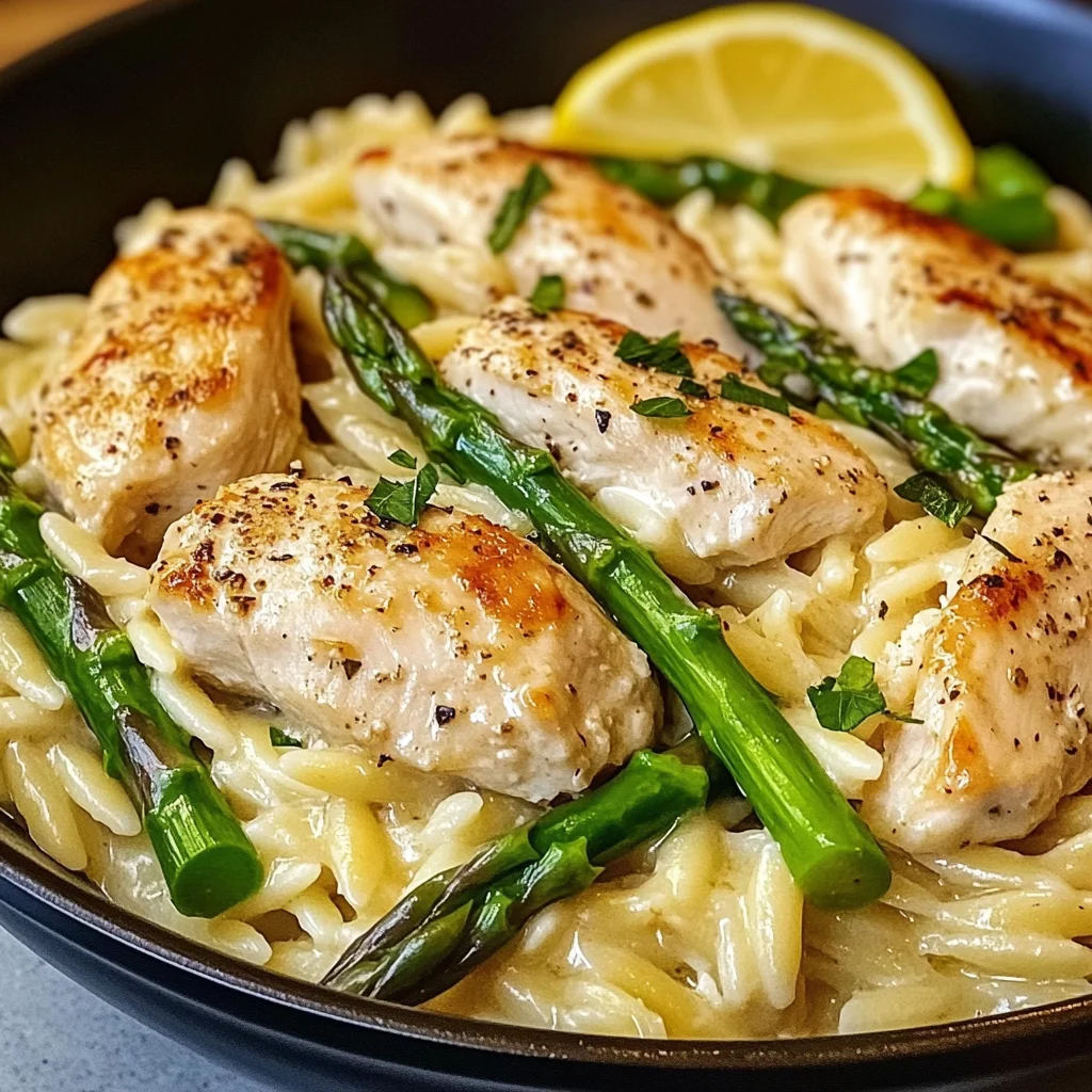 Creamy Parmesan Orzo with Chicken and Asparagus Recipe