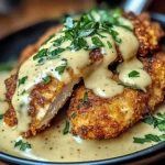 Crispy Parmesan Chicken with a Rich Garlic Sauce - Easy Dinner Idea