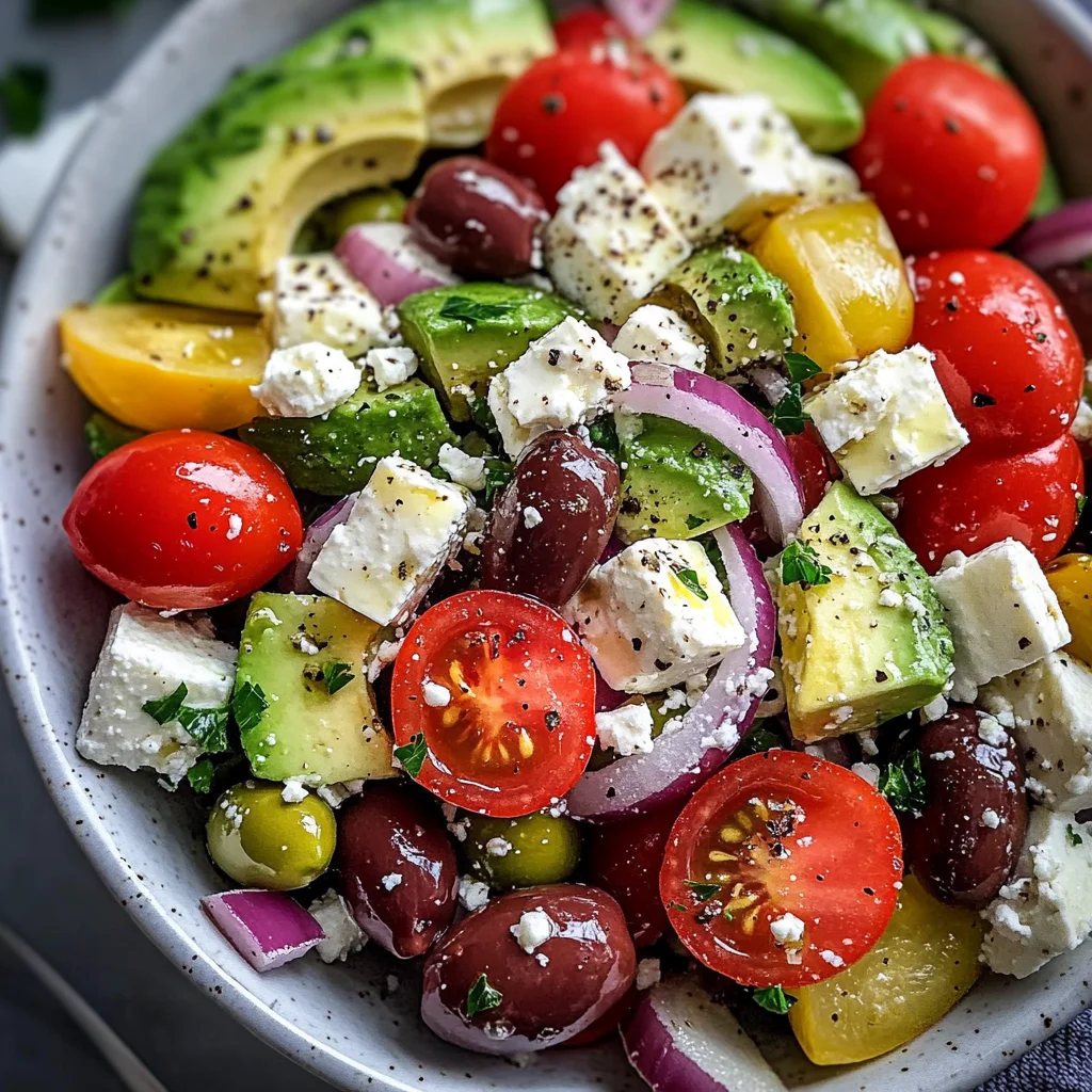 Easy Avocado & Feta Greek Salad