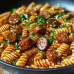 One-Skillet Spicy Honey BBQ Sausage & Pasta