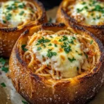 Spaghetti Garlic Bread Bowls