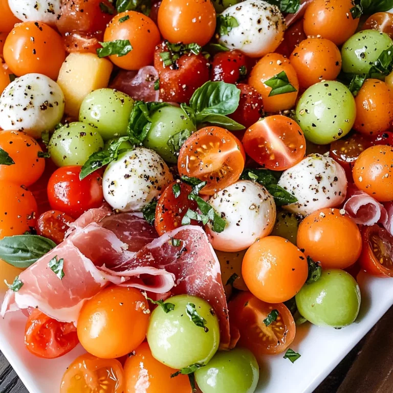 Caprese Melon Salad with Prosciutto and Mozzarella