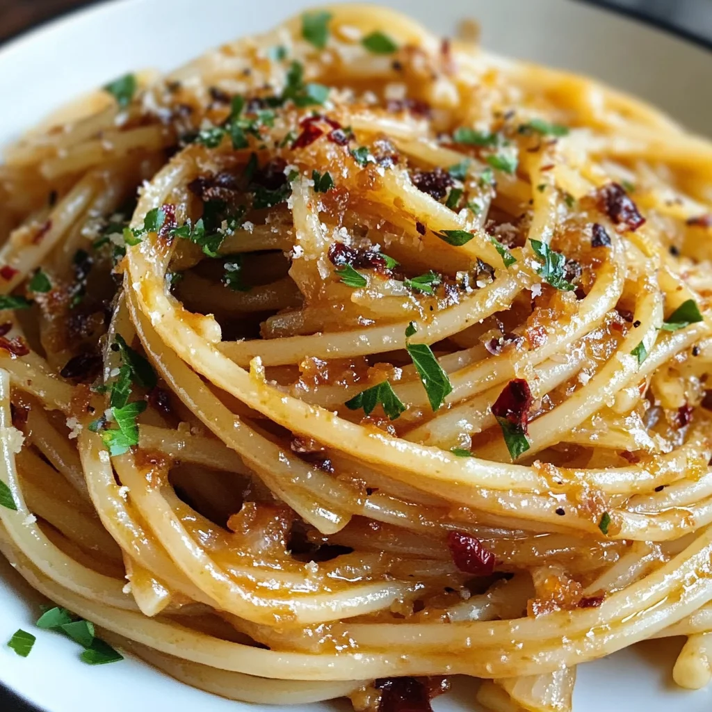 Caramelized Onion Pasta with Chilli Oil