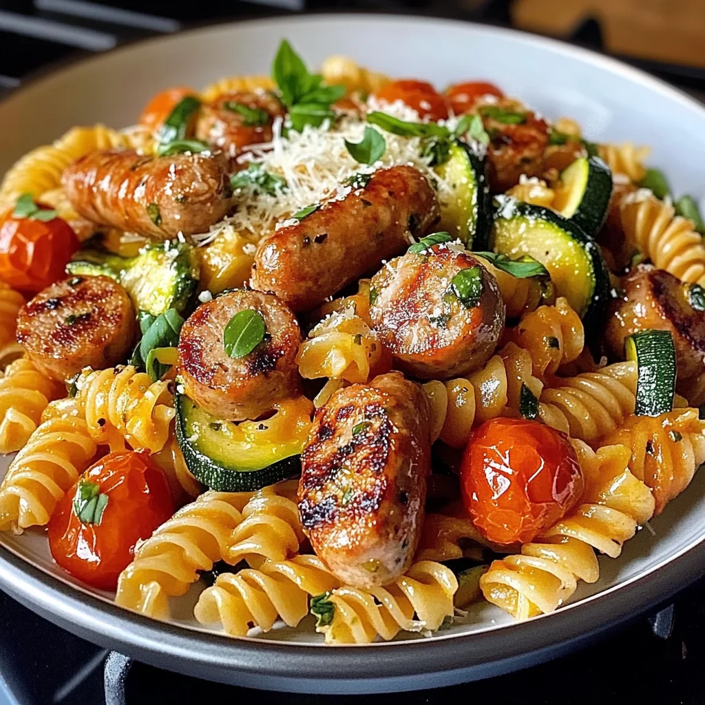 Chicken Sausages with Zucchini and Pasta Recipe