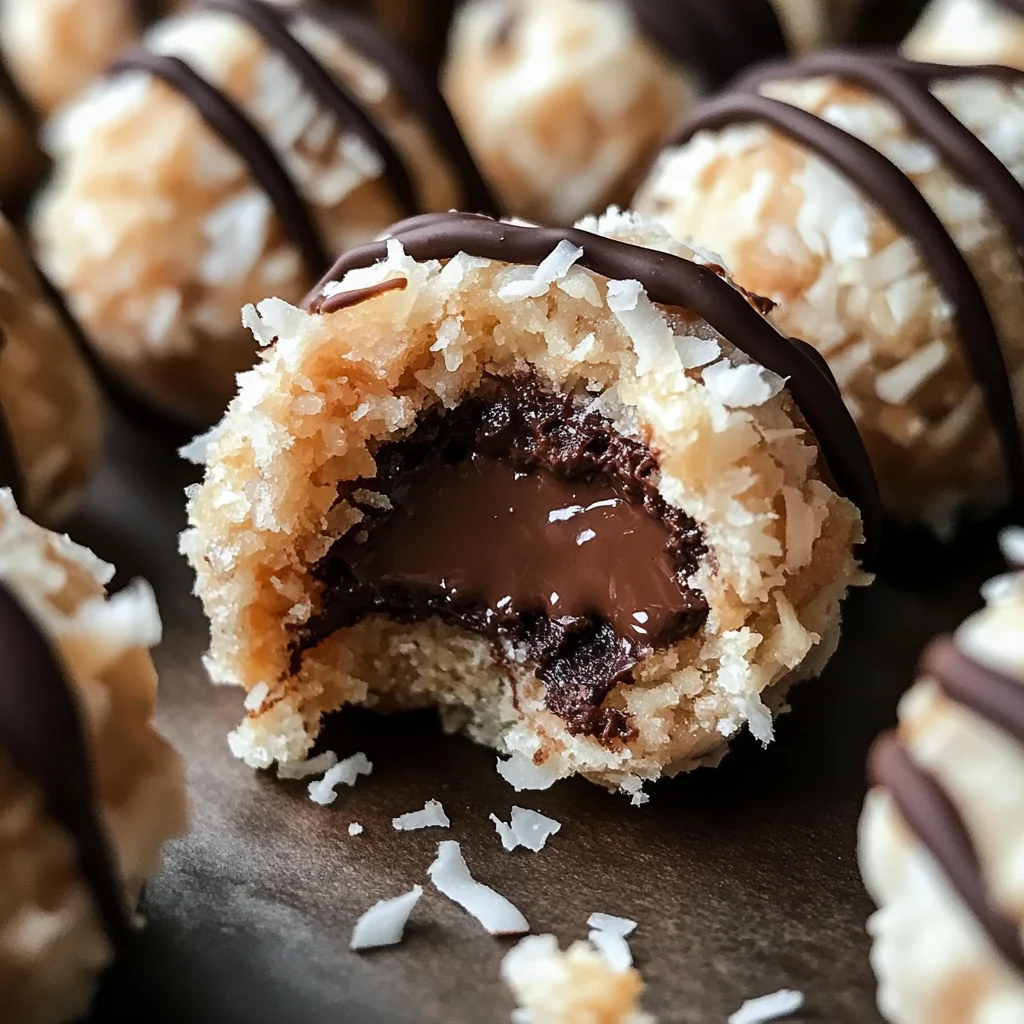Coconut Cookie Balls with Chocolate Centers