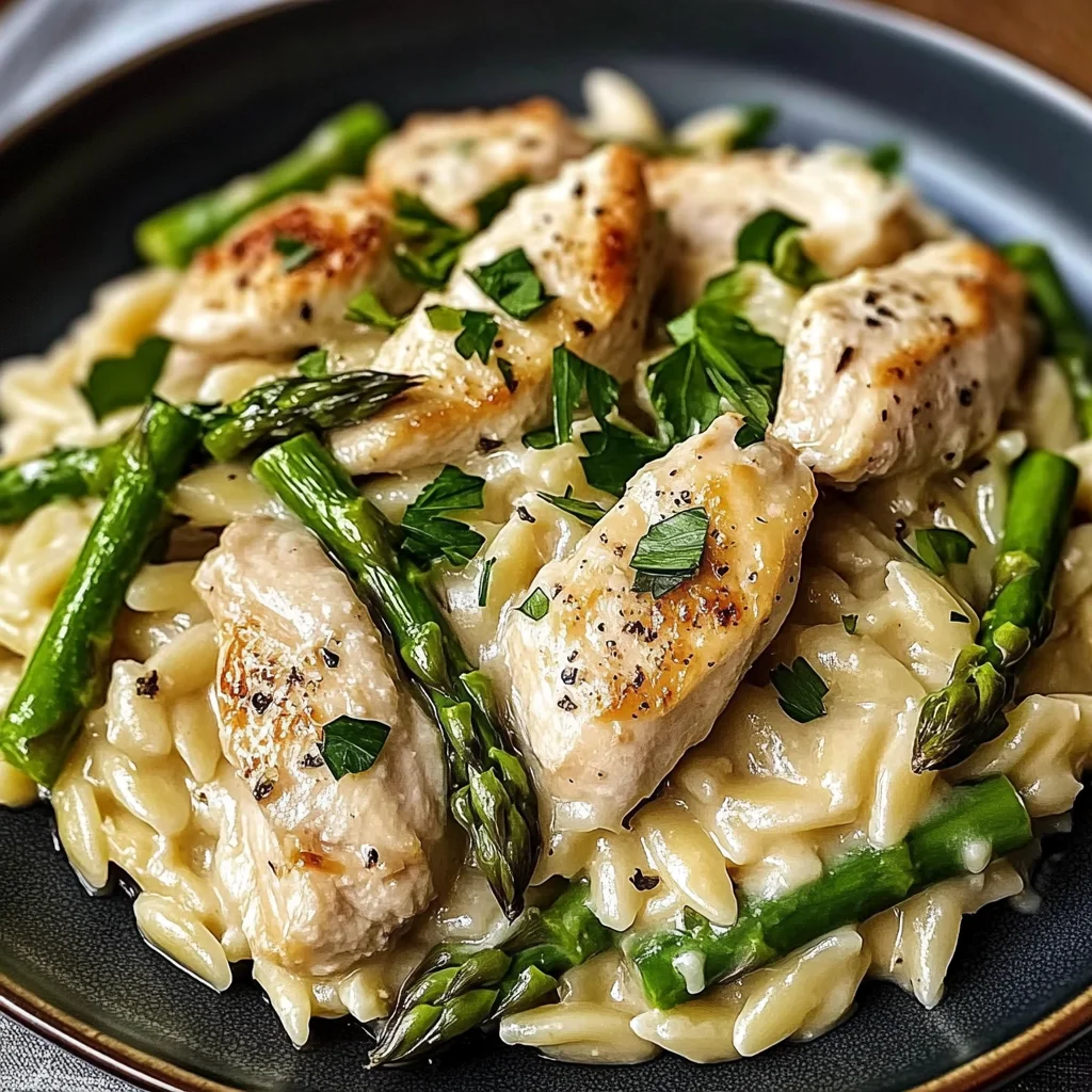 Creamy Parmesan Orzo with Chicken and Asparagus Recipe