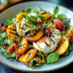 Delicious Grilled Peach Burrata Summer Salad w Lemon Vinaigrette