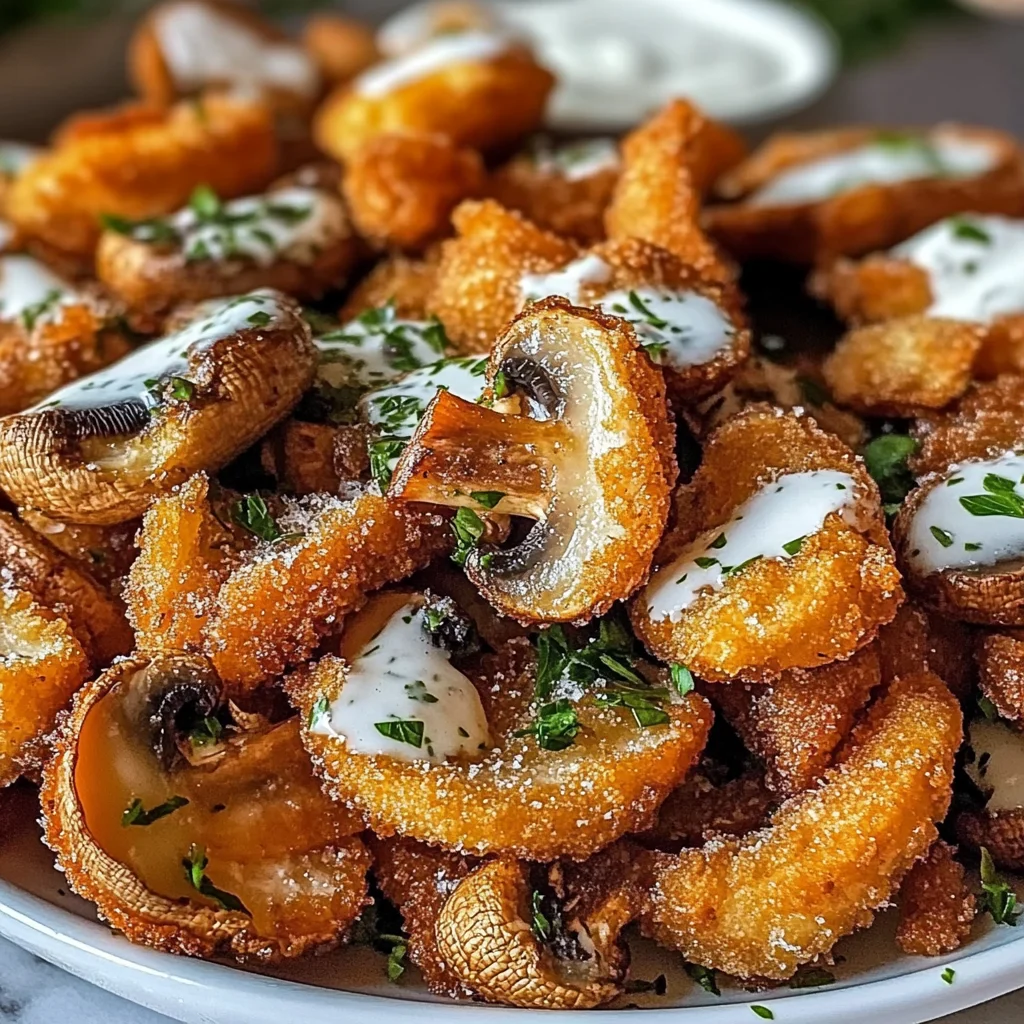 Fried Sliced Mushrooms with Ranch