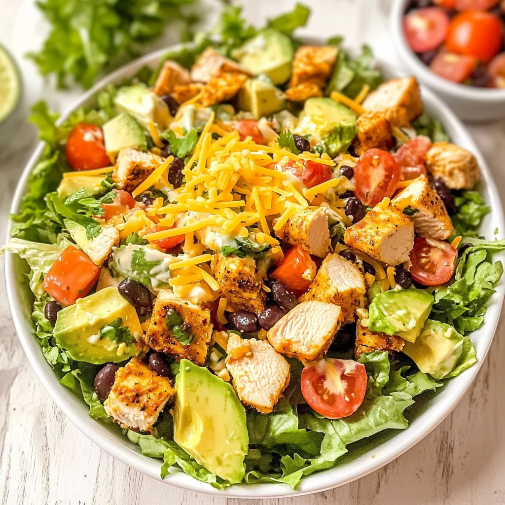 Loaded Chicken Taco Salad with Creamy Lime-Cilantro Dressing