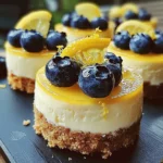 Mini Lemon Blueberry Cheesecakes