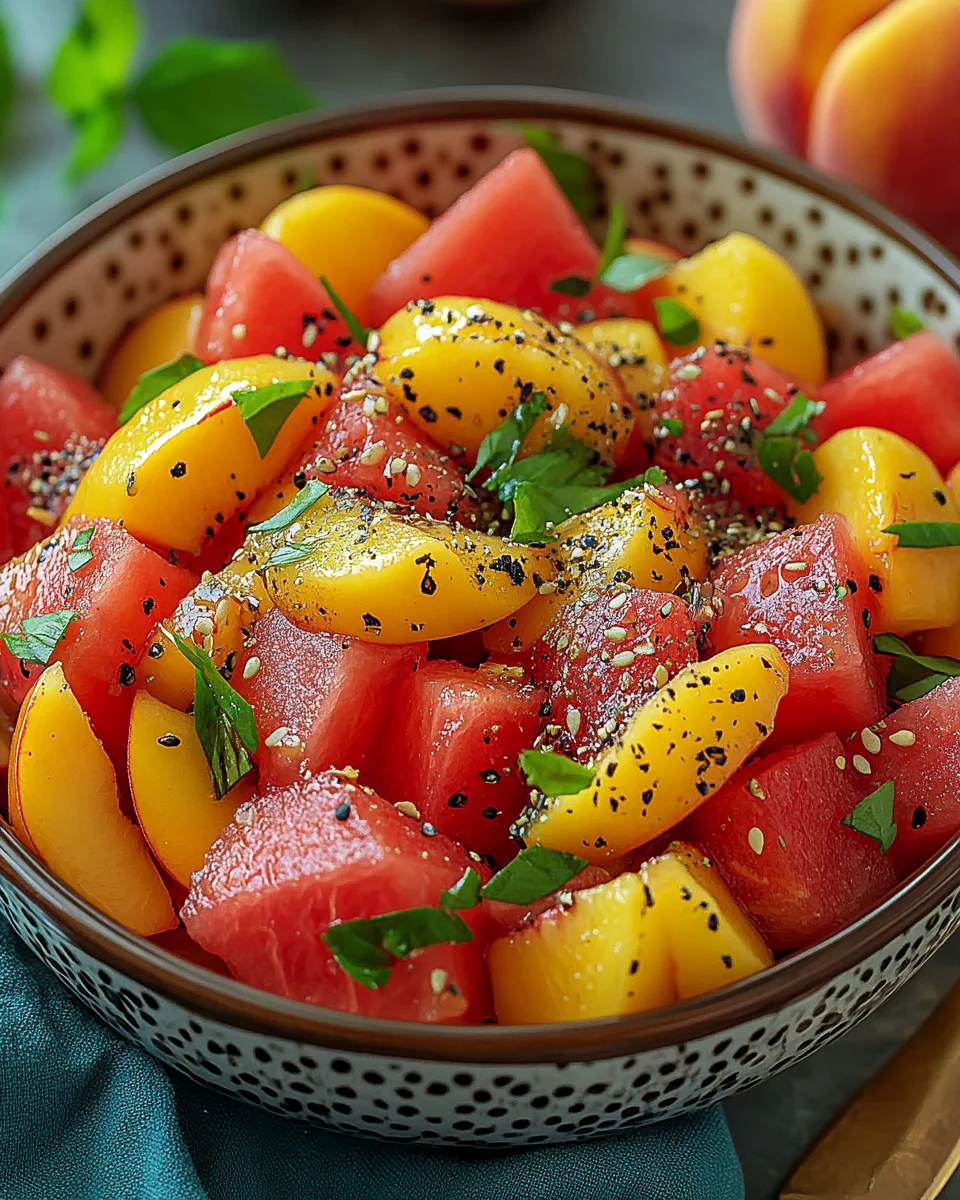 Watermelon Peach Salad – A Refreshing Gourmet Salad