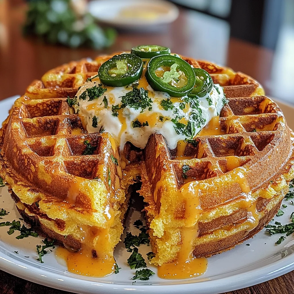 Cheddar Jalapeño Cornbread Waffles