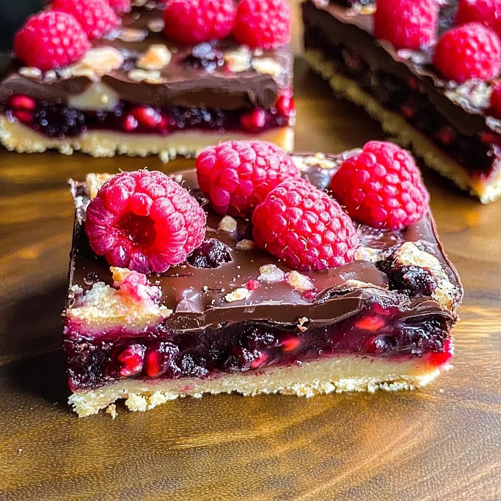 Dark Chocolate Raspberry Pie Bars