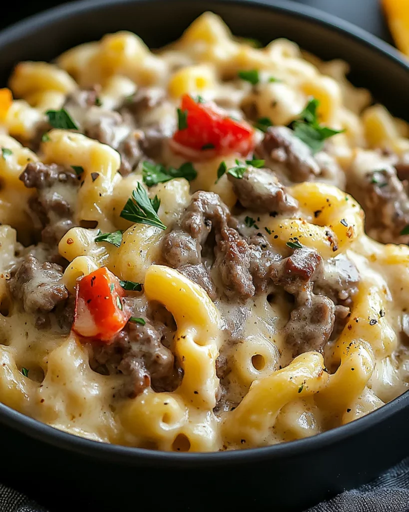 High-Protein Creamy Philly Cheesesteak Mac & Cheese