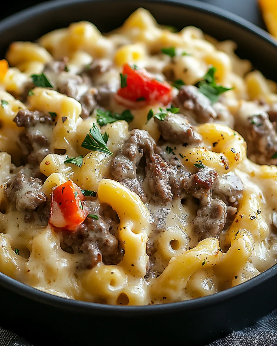 High-Protein Creamy Philly Cheesesteak Mac & Cheese