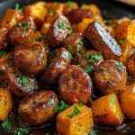 Sausage and Sweet Potatoes with Honey Garlic Sauce