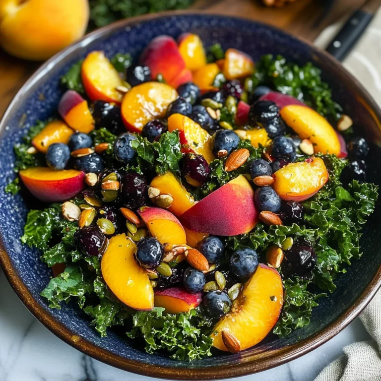 Summer Peach Blueberry Kale Salad