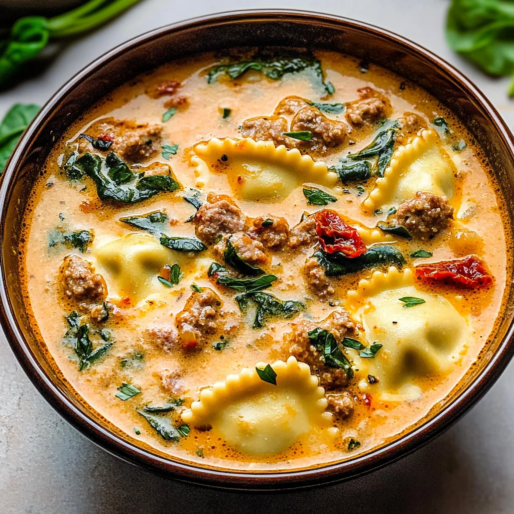 Creamy Tuscan Ravioli Soup : Comfort in Every Spoonful
