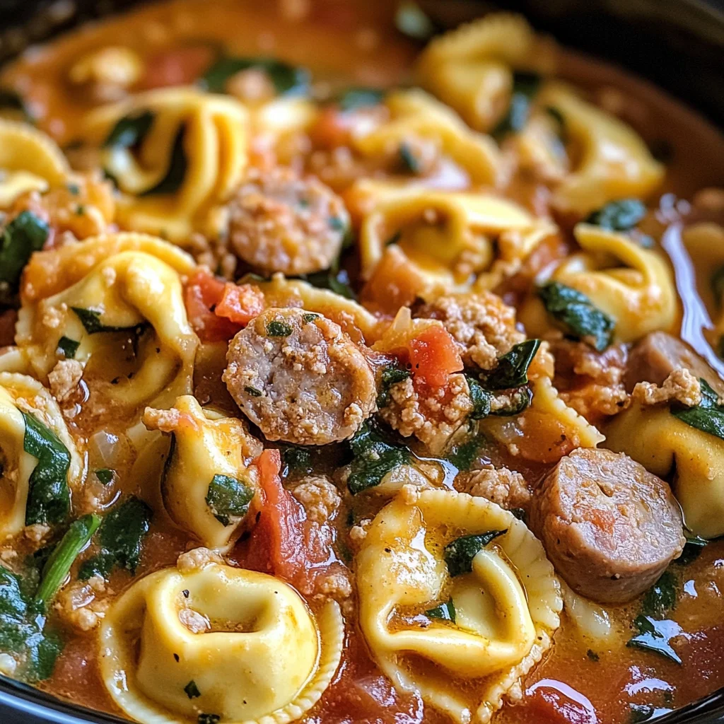 Crockpot Cheese Tortellini and Sausage