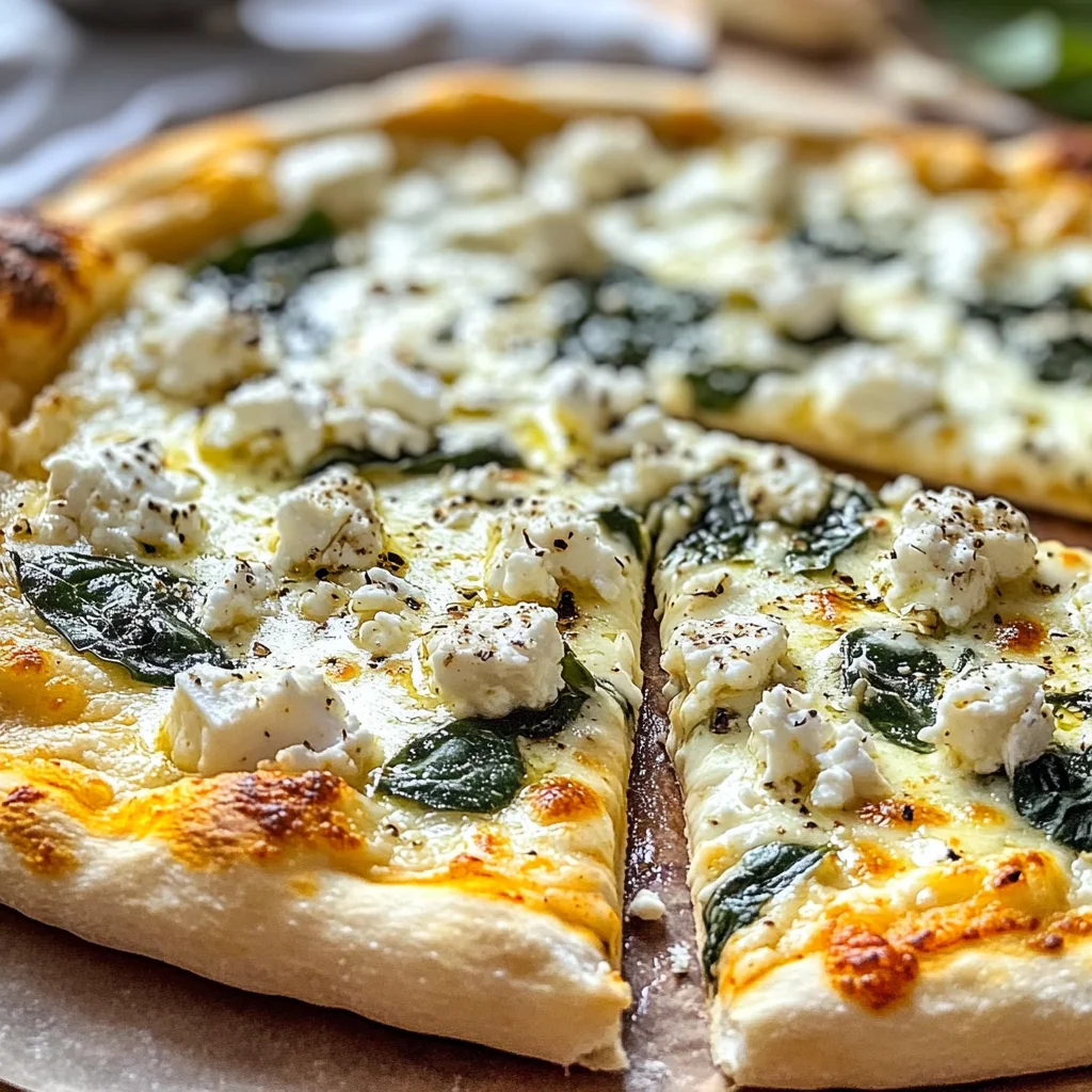 Greek Roasted Garlic Spinach White Pizza