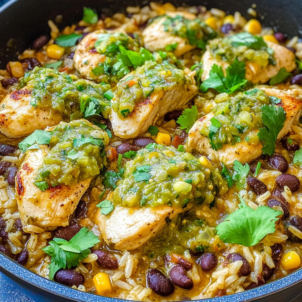 Salsa Verde Chicken & Rice Skillet