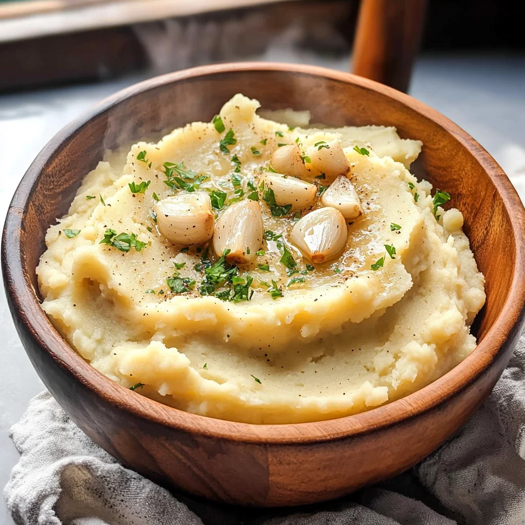 Roasted Garlic Mashed Potatoes {Slow Cooker}
