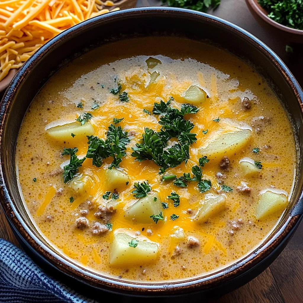 Cheesy Beef and Potato Soup