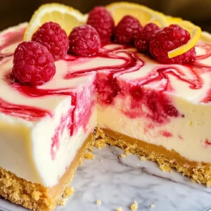 Luscious Lemon Raspberry Swirl Cheesecake