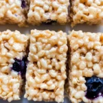 Blueberry Rice Krispies Treats with Vanilla Glaze