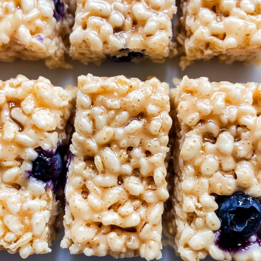 Blueberry Rice Krispies Treats with Vanilla Glaze