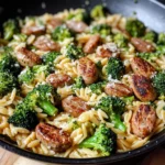 Chicken Sausage, Broccoli, and Orzo Skillet
