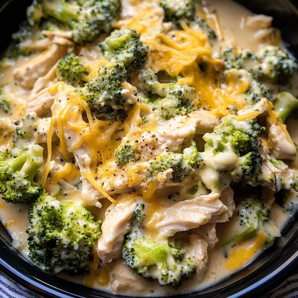 Irresistible Crockpot Creamy Broccoli Cheddar Chicken Delight
