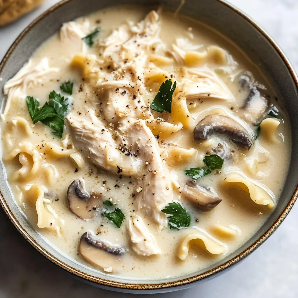 Roasted Garlic White Chicken Lasagna Soup