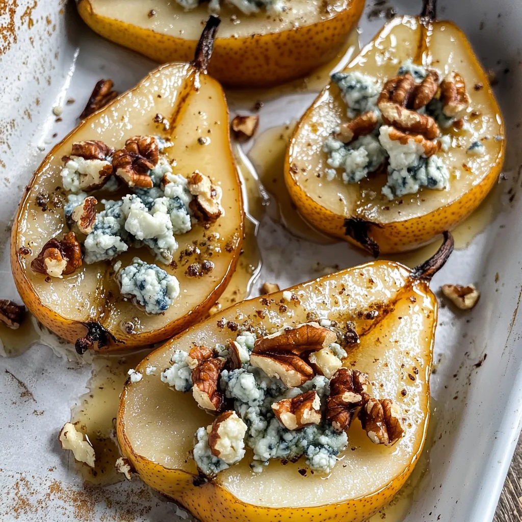 Roasted Pears with Blue Cheese, Walnuts and Honey Recipe