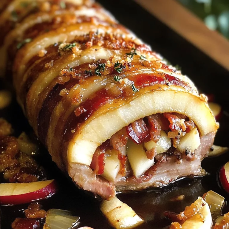 Rollo de Lomo de Cerdo con Relleno de Manzana y Tocino