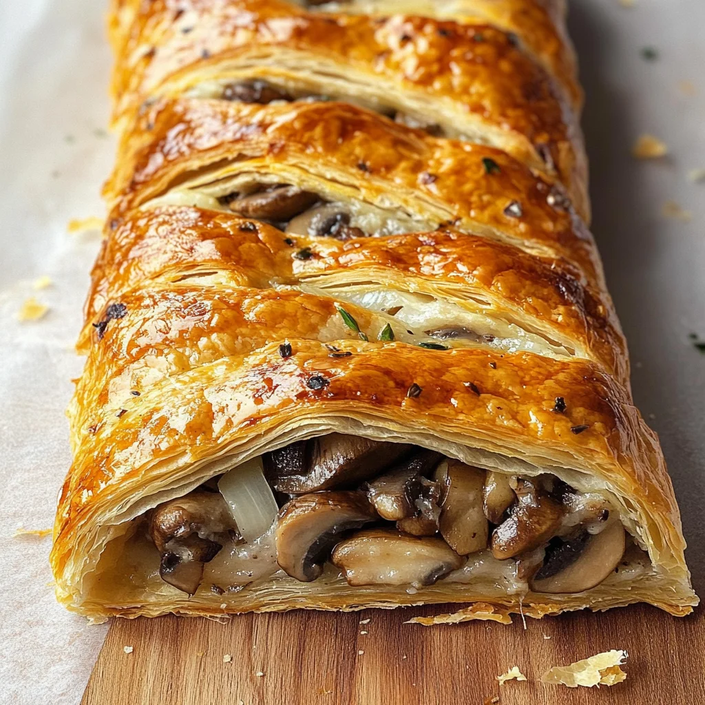 Savory Mushroom & Gruyère Puff Pastry Braid