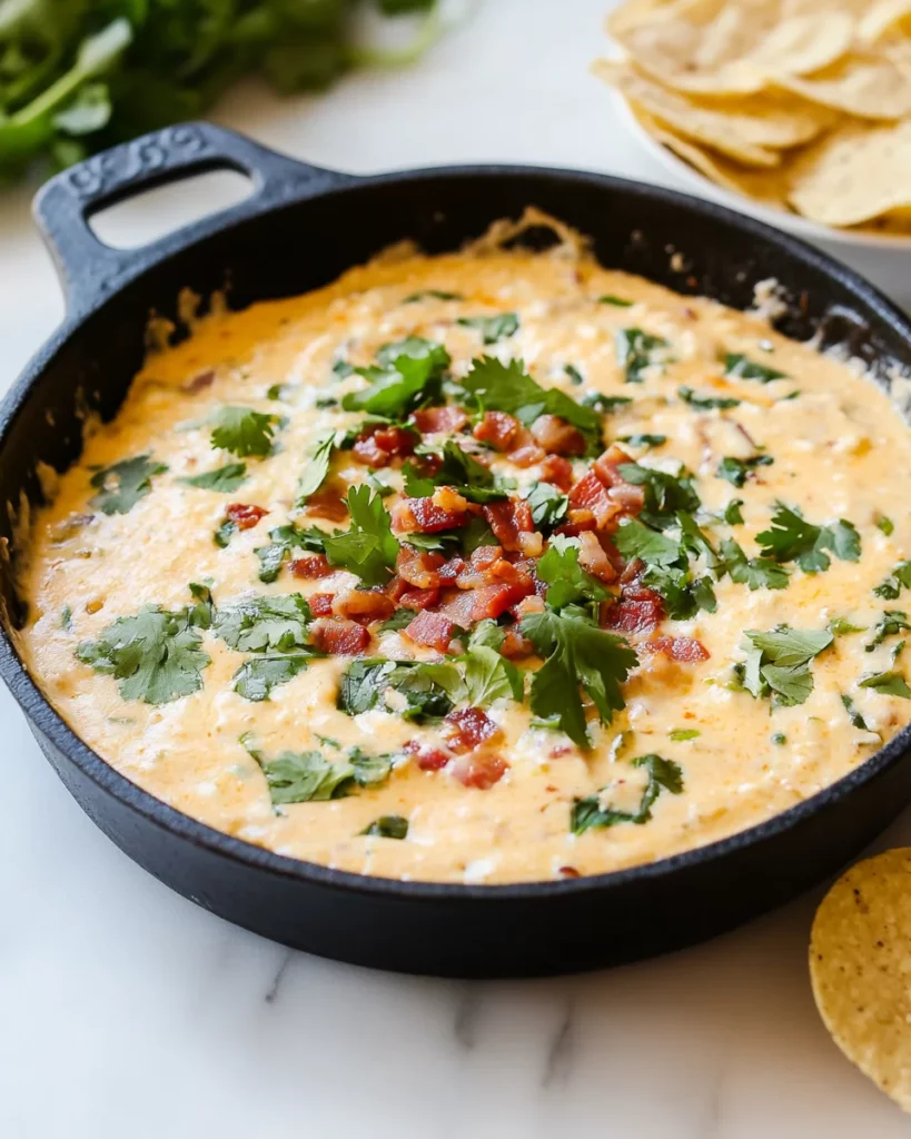 Sizzling Bacon Cheeseburger Queso Dip