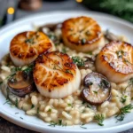 Easy Seared Scallops with Mushroom Risotto