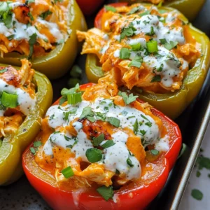 Buffalo Chicken Stuffed Peppers - Dairy Free & Low Carb